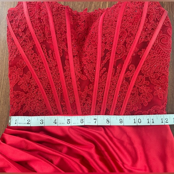 Sherri Hill Stunning Red Prom Corset Gown (style 55419) - Picture 10 of 16